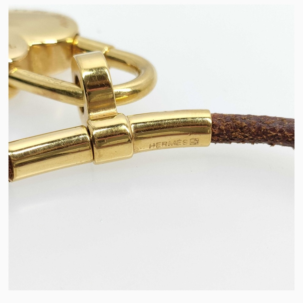 Hermès “Vive L’Idée” heart-shaped cadena padlock on brown leather cord choker - Picture 3 of 6